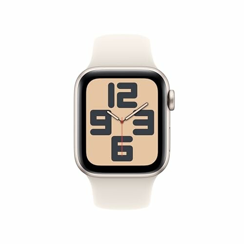 Modern smartwatch with white band and large numerals on display