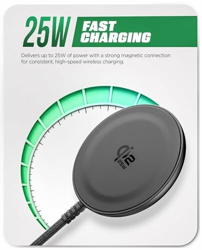 25W fast wireless charger with magnetic connection.