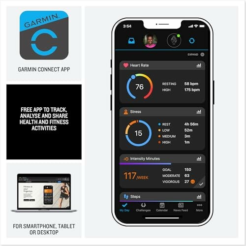 Garmin Connect app interface on smartphone showing health metrics.