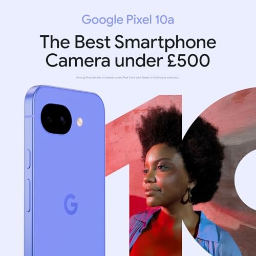 Google Pixel 10a advertisement highlighting best camera under £500