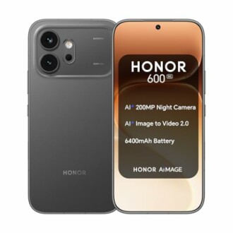 HONOR smartphone showcasing front and back with camera features.