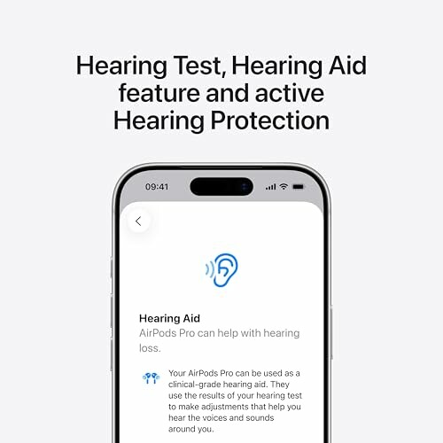 iPhone displaying hearing aid feature and active hearing protection