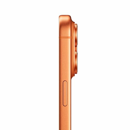 Side view of an orange smartphone with dual camera bump.