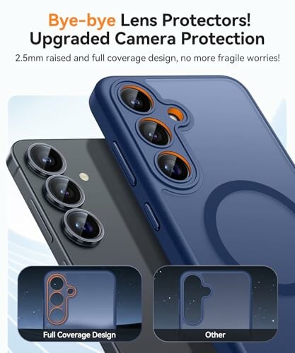 Phone case with upgraded camera protection feature.