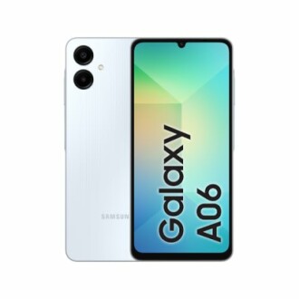Samsung Galaxy A06 smartphone showing front and back.