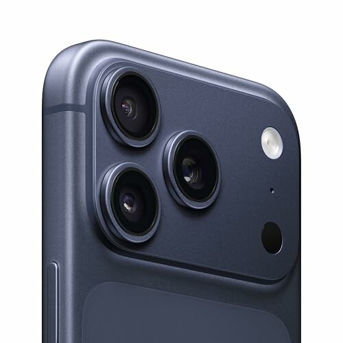 Close-up of a smartphone camera with three lenses