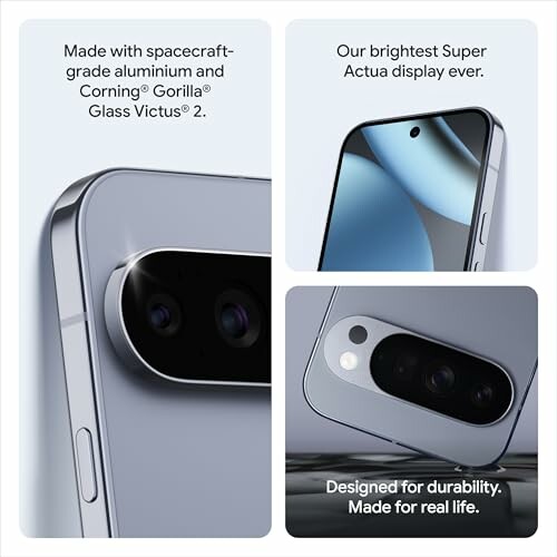 Smartphone with spacecraft-grade aluminum, Gorilla Glass Victus 2, and Super Actua display.