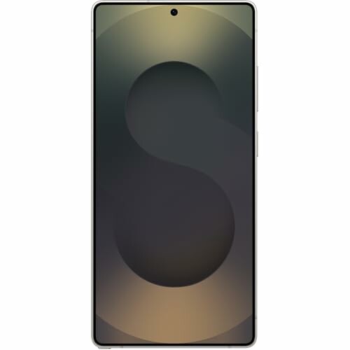 Front view of a smartphone with a black screen and camera hole at the top center