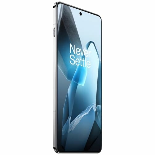 Smartphone with Never Settle on screen