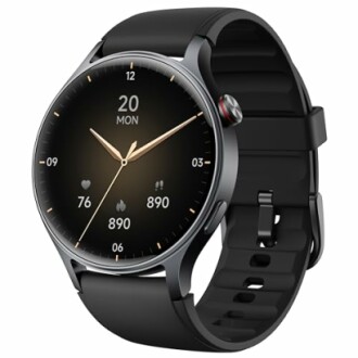 Black smartwatch with health tracking display